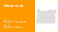 Freeze watch in place for Upper Hood River Valley for Tuesday