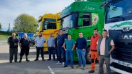Los transportistas de ganado protestan exigen más medios para limpiar sus camiones en el centro de desinfección de Pola de Siero