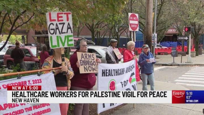 Health care workers gather at Yale in solidarity with Palestine