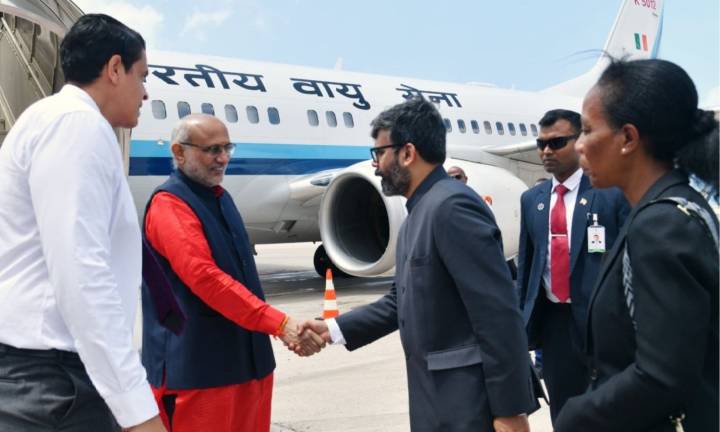 VP Radhakrishnan arrives in Seychelles to attend swearing