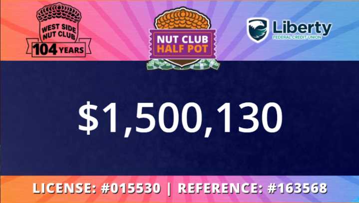Nut Club Half Pot passes $1.5 million