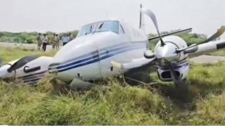 Private jet skids off runway during takeoff in UP, Passengers escape unhurt