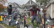 Homeowners with elaborate Halloween displays brace for wind, rain in Massachusetts