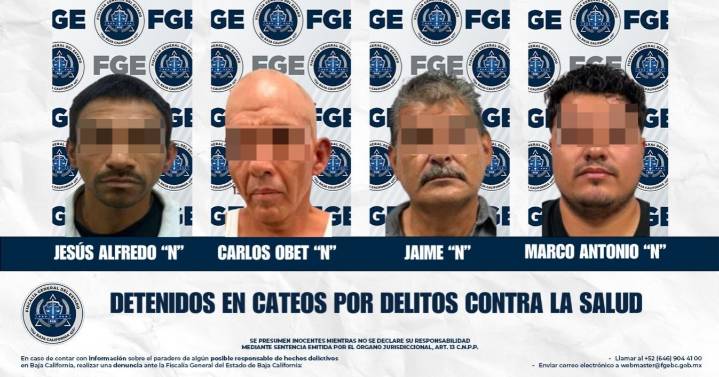 Detienen a cuatro con drogas en cateos en Tijuana y Rosarito