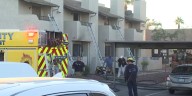 Dog rescued from morning fire at Las Vegas apartment complex