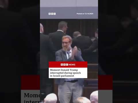 Donald Trump's speech interrupted in Israeli parliament. #DonaldTrump #Israel #BBCNews