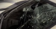Unlucky Aberdeen driver has Mercedes windscreen smashed by flying bed during Storm Amy