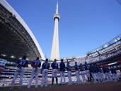 Rogers Centre roof open for Toronto Blue Jays Game 2 of ALCS