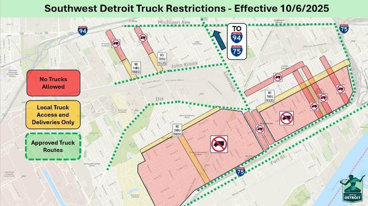 Truck traffic restrictions enacted for Southwest Detroit'