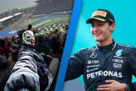 George Russell se infiltra a ver el día de prácticas con máscara de luchador