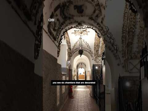 Skeletal remains decorate this crypt