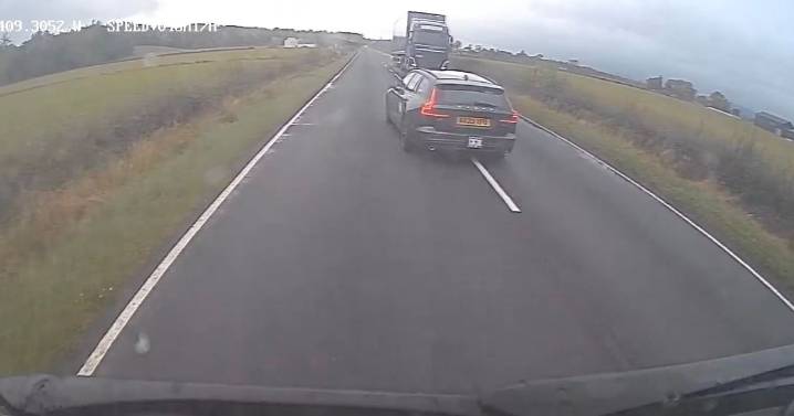 Shocking footage shows Scots taxi in near-miss with lorry after dangerous overtake
