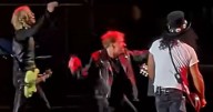 Guns N' Roses legend storms off stage and kicks drumkit in furious outburst