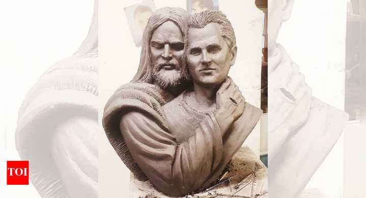 Charlie Kirk sculpture showing Jesus embracing him trolled by social media: ‘Looks like a caveman’