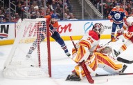Leon Draisaitl scores his 400th NHL goal in the Oilers' opening shootout loss to the Flames