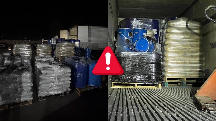 Aseguran en Durango tractocamión con más de 13 toneladas de precursores químicos para drogas