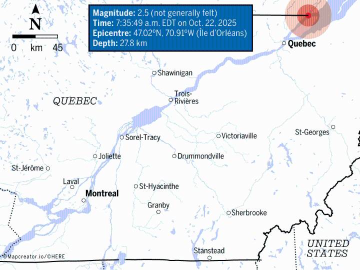Small earthquake felt near Quebec City
