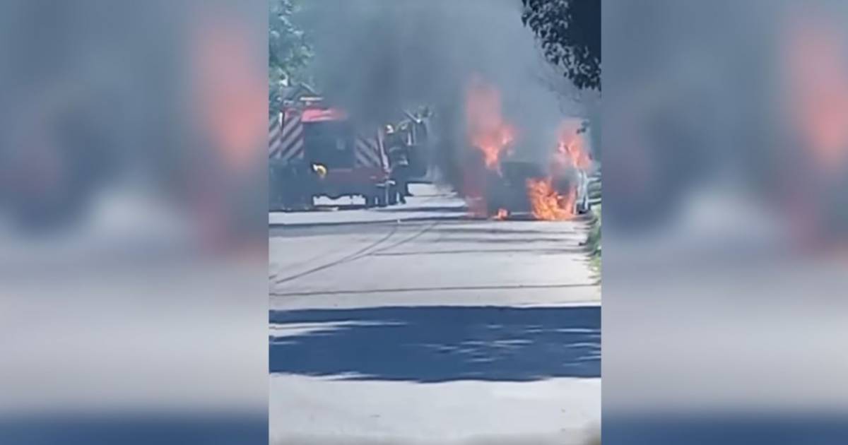 Las llamas devoraron un auto en plena calle 9 de Julio