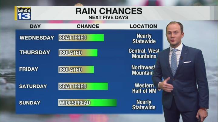 Wetter weather moving into New Mexico