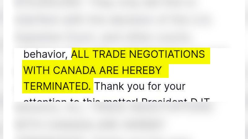 President Trump ends trade talks with Canada after Ontario releases anti