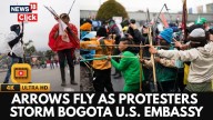 Bogota Protests Turn Chaotic: Explosives, Arrows Used Against Police Outside U.S. Embassy