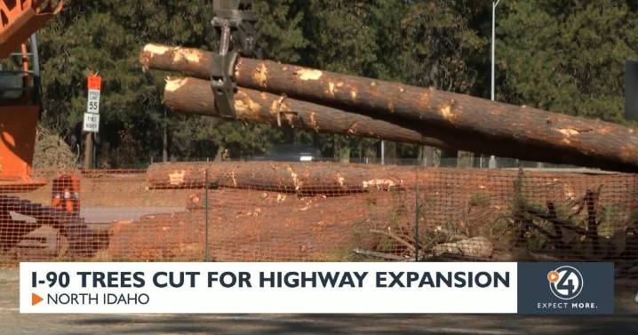 I-90 median trees removed for highway expansion between Post Falls and Coeur d'Alene