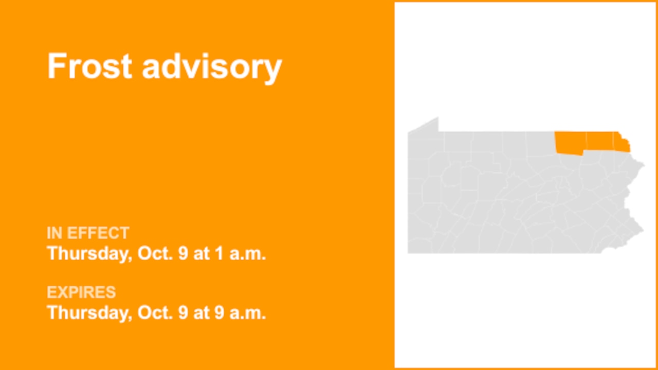 Frost advisory in place for Northeast Pa. for Thursday