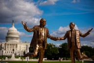 A protest in bronze: Trump and Epstein return to the Mall