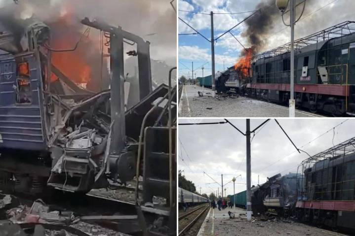 Russian launch 'savage' drone strike on railway station in Ukraine