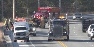 Heavy machinery fallen over on Route 1A causes congestion Tuesday