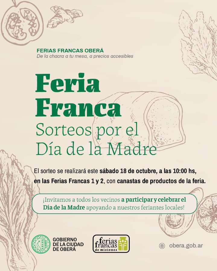 Sorteos por el Día de la Madre en las Ferias Francas de Oberá