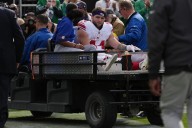 New York Giants' Cam Skattebo carted off field with right ankle injury