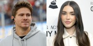 Justin Herbert Protects Madison Beer from Rogue Basketball During Lakers Game | Justin Herbert, Madison Beer 