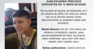 Se busca a Juan Eduardo Preciado Cervantes de 15 años