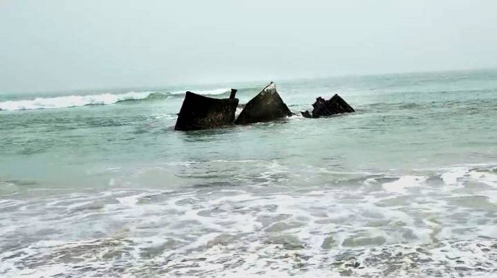 Ship wreckage emerges near Odisha coast after cyclone Montha subsides