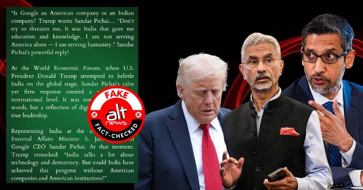 Viral ‘Sundar Pichai-Donald Trump conversation’ at WEF is fake