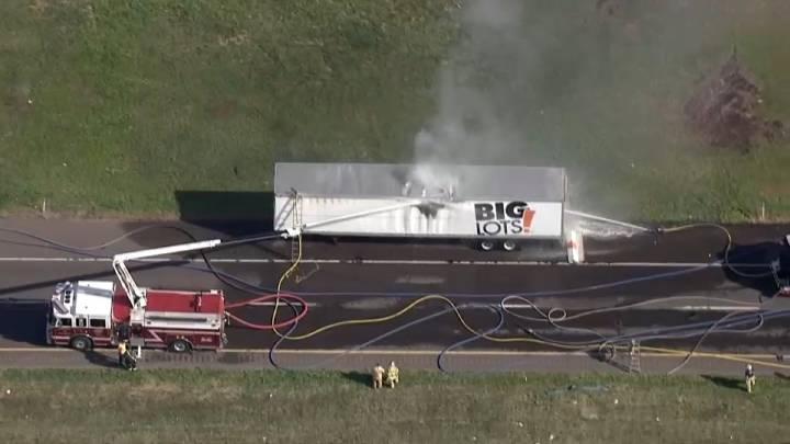 Truck carrying lithium batteries catches fire on Rt. 422 in Montco
