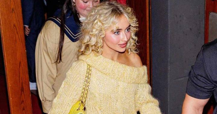 Sabrina Carpenter’s Yellow Knitted Mini Dress Look Will Cure Your Fall Blues