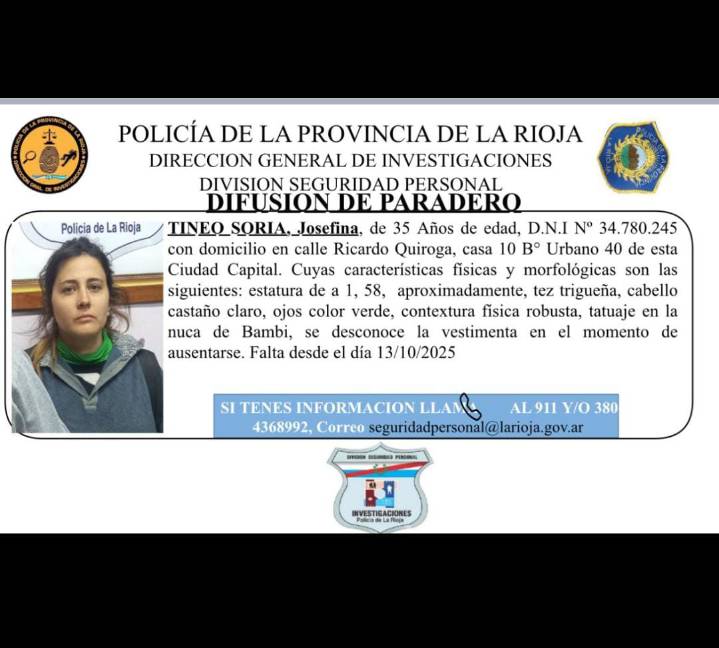 Solicitan paradero de una joven riojana