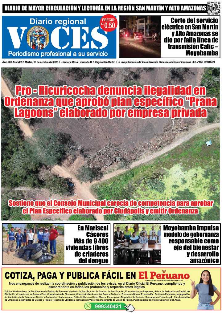 Portada, martes 28 de octubre 2025