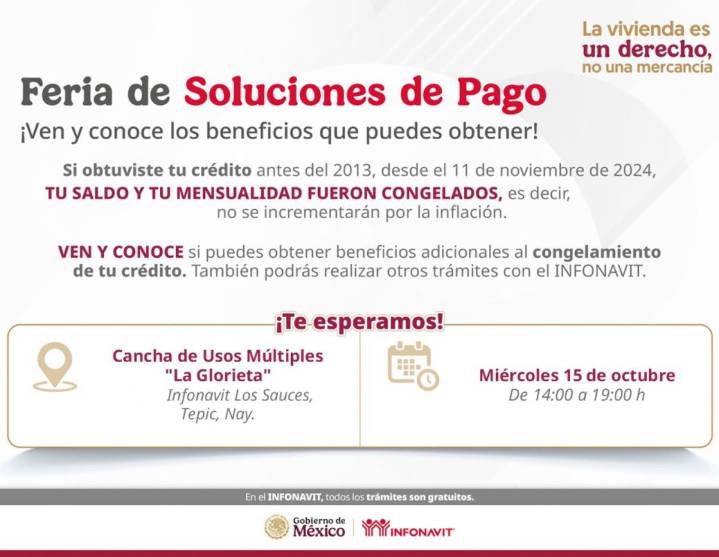 Realizará Infonavit feria de soluciones de pago en Tepic