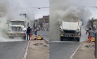 Tráiler se incendia en plena avenida Universitaria en San Martín de Porres y provoca fuerte congestión vehicular