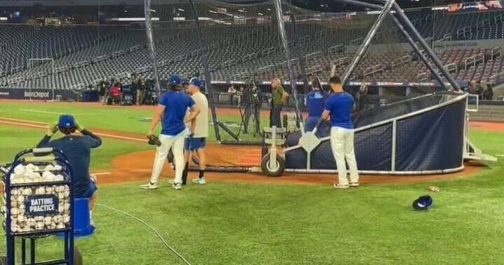 Jays at pre-game batting practice