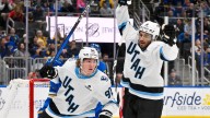 Mammoth's Logan Cooley has natural hat trick in 1st