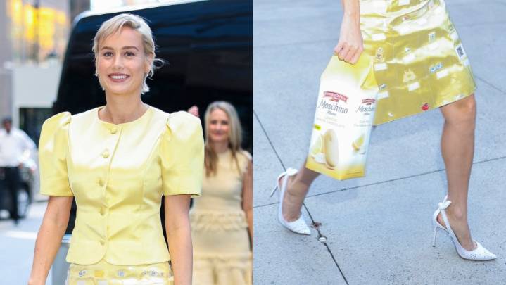 Brie Larson Steps Out in Aquazzura Bow Tie Pump Style