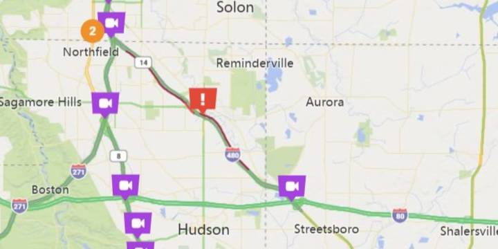 I-480 shut down from Twinsburg power line failure over roadway