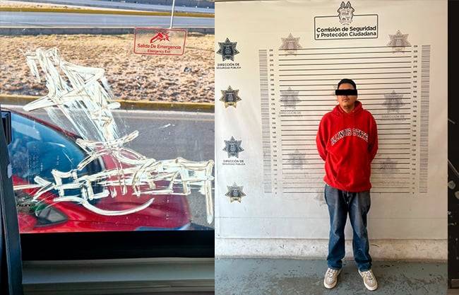 Detienen a hombre por rayar camión Aquí Vamos Gratis