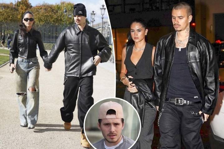 Romeo Beckham and Kim Turnbull hold hands in Paris after reigniting romance