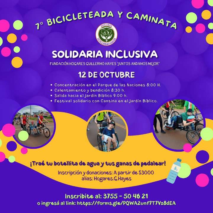 La Fundación Hogares Guillermo Hayes organiza la 7° Bicicleteada y Caminata Solidaria Inclusiva