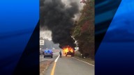 Car catches fire on Route 140 in Taunton